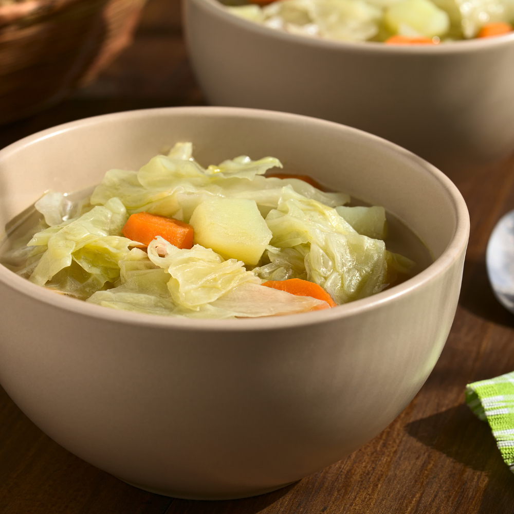 Warming Carrot, Potato and Cabbage Soup for January